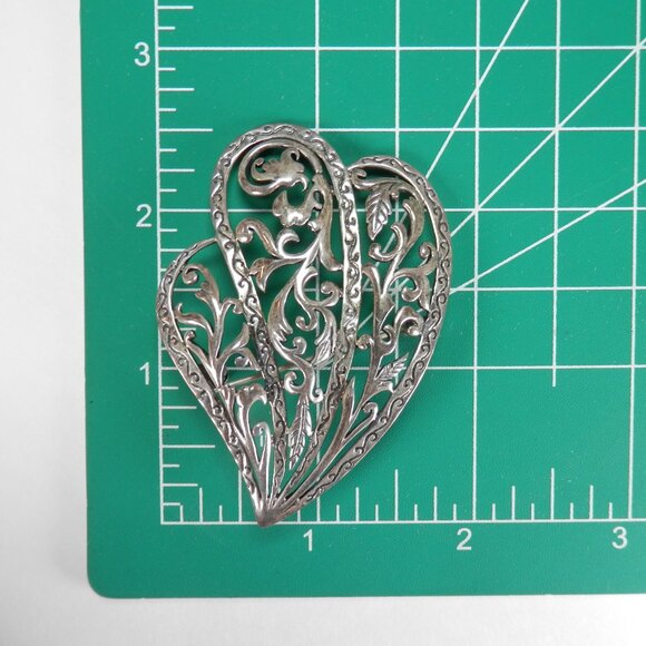 Doug Paulus DP 925 India Sterling Silver Ornate Scroll Shell Fan Pin 2.5" Brooch - Picture 7 of 7